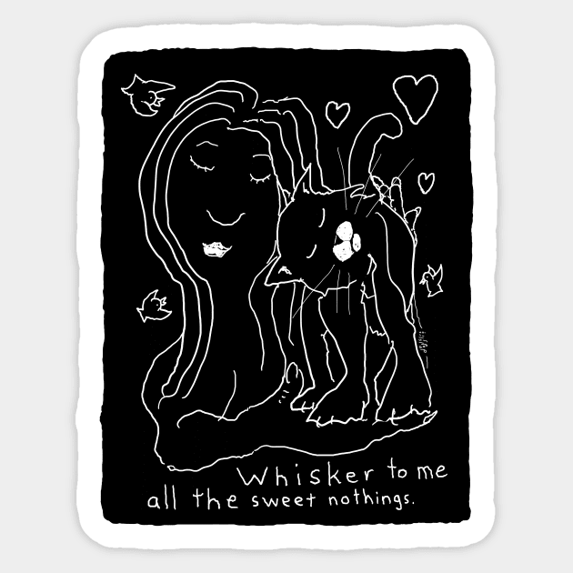 Whisker To Me black and white cat drawing for light background Sticker by davidscohen